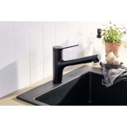 Hansgrohe Zesis M33 bateria kuchenna stojąca z wyciąganą wylewką czarny mat 74820670