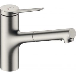 Hansgrohe Zesis M33 bateria kuchenna stojąca z wyciąganą wylewką stalowy 74820800
