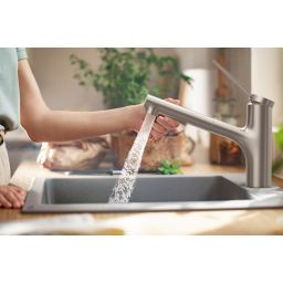 Hansgrohe Zesis M33 sBox bateria kuchenna stojąca z wyciąganą wylewką stalowy 74821800