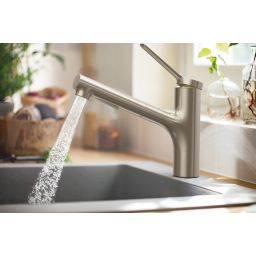 Hansgrohe Zesis M33 sBox bateria kuchenna stojąca z wyciąganą wylewką stalowy 74821800