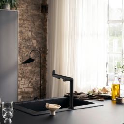 Hansgrohe Aqittura M91 FilterSystem bateria kuchenna stojąca z filtrem czarny mat 76802670