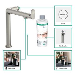 Hansgrohe Aqittura M91 FilterSystem bateria kuchenna stojąca z filtrem stalowy 76802800