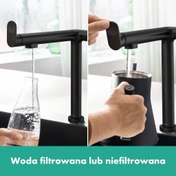 Hansgrohe Aqittura M91 FlterSystem bateria kuchenna stojąca z filtrem czarny mat 76804670