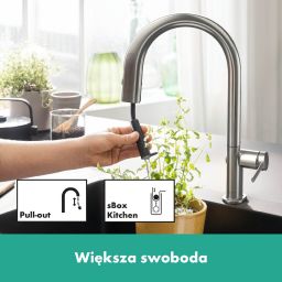 Hansgrohe Aqittura M91 bateria kuchenna stojąca z filtrem stalowy 76836800