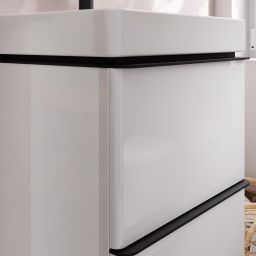 Hansgrohe Xelu Q szafka 48 cm podumywalkowa wisząca biały wysoki połysk/czarny mat 54019670