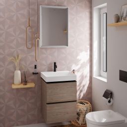 Hansgrohe Xelu Q szafka 48 cm podumywalkowa wisząca naturalny dąb/czarny mat 54021670