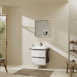 Hansgrohe Xelu Q szafka 58 cm podumywalkowa wisząca biały wysoki połysk/czarny mat 54023670
