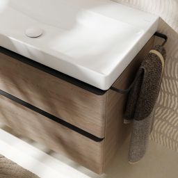 Hansgrohe Xelu Q szafka 58 cm podumywalkowa wisząca naturalny dąb/czarny mat 54025670