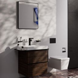 Hansgrohe Xelu Q szafka 58 cm podumywalkowa wisząca ciemny orzech/czarny mat 54026670