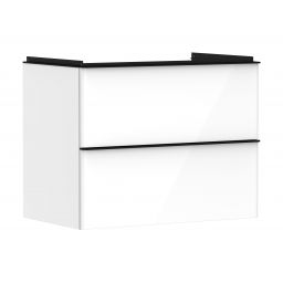 Hansgrohe Xelu Q szafka 78 cm podumywalkowa wisząca biały wysoki połysk/czarny mat 54027670