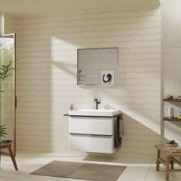 Hansgrohe Xelu Q szafka 78 cm podumywalkowa wisząca biały wysoki połysk/czarny mat 54027670