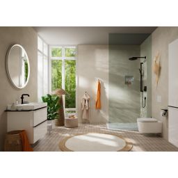 Hansgrohe Xelu Q szafka 78 cm podumywalkowa wisząca biały wysoki połysk/czarny mat 54027670