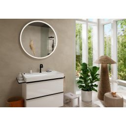 Hansgrohe Xelu Q szafka 78 cm podumywalkowa wisząca biały wysoki połysk/czarny mat 54027670