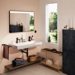 Hansgrohe Xarita Lite Q lustro 100x70 cm prostokątne z oświetleniem czarny mat 54959670