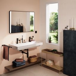 Hansgrohe Xarita Lite Q lustro 100x70 cm prostokątne z oświetleniem czarny mat 54964670