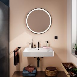 Hansgrohe Xarita Lite S lustro 70x70 cm okrągłe z oświetleniem czarny mat 54966670