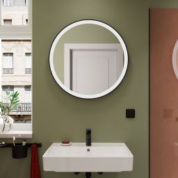 Hansgrohe Xarita Lite S lustro 70x70 cm okrągłe z oświetleniem czarny mat 54966670