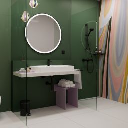 Hansgrohe Xarita Lite S lustro 90x90 cm okrągłe z oświetleniem czarny mat 54967670