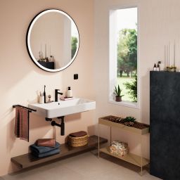 Hansgrohe Xarita Lite S lustro 90x90 cm okrągłe z oświetleniem czarny mat 54967670