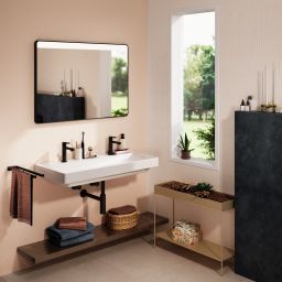 Hansgrohe Xarita Lite Q lustro 100x70 cm prostokątne z oświetleniem czarny mat 54972670