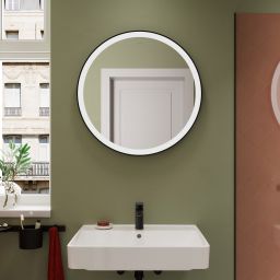 Hansgrohe Xarita Lite S lustro 70x70 cm okrągłe z oświetleniem czarny mat 54979670