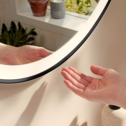 Hansgrohe Xarita Lite S lustro 70x70 cm okrągłe z oświetleniem czarny mat 54979670