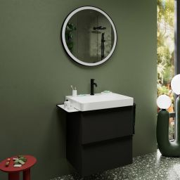 Hansgrohe Xarita Lite S lustro 70x70 cm okrągłe z oświetleniem czarny mat 54979670