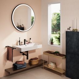 Hansgrohe Xarita Lite S lustro 90x90 cm okrągłe z oświetleniem czarny mat 54980670