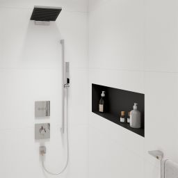 Hansgrohe Pulsify E EcoSmart deszczownica 26 cm kwadratowa z ramieniem prysznicowym chrom 24351000