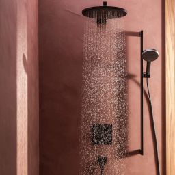 Hansgrohe Raindance Alive S deszczownica z ramieniem 30x30 cm okrągła czarny mat 24540670