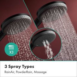 Hansgrohe Raindance Alive S Puro zestaw prysznicowy ścienny termostatyczny z deszczownicą czarny chrom szczotkowany 24592340