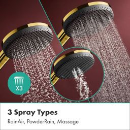 Hansgrohe Raindance Alive S Puro zestaw prysznicowy ścienny termostatyczny z deszczownicą złoty optyczny polerowany 24592990