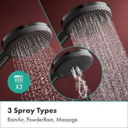 Hansgrohe Raindance Alive S Puro EcoSmart zestaw prysznicowy ścienny termostatyczny z deszczownicą czarny chrom szczotkowany 24593340