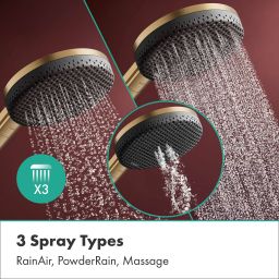 Hansgrohe Raindance Alive S Puro EcoSmart zestaw prysznicowy ścienny termostatyczny z deszczownicą złoty optyczny polerowany 24593990