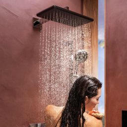 Hansgrohe Raindance Alive Q zestaw prysznicowy podtynkowy termostatyczny z deszczownicą czarny 24620670