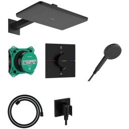 Hansgrohe Raindance Alive Q zestaw prysznicowy podtynkowy termostatyczny z deszczownicą czarny 24620670