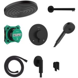 Hansgrohe Pulsify S zestaw prysznicowy podtynkowy termostatyczny z deszczownicą czarny mat 24624670