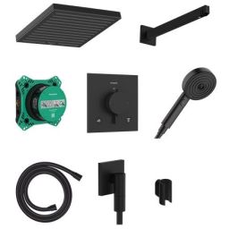Hansgrohe Pulsify E zestaw prysznicowy podtynkowy termostatyczny z deszczownicą czarny mat 24625670