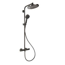 Hansgrohe Crometta zestaw prysznicowy ścienny termostatyczny z deszczownicą czarny chrom szczotkowany 27268340