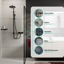 Hansgrohe Activera S zestaw prysznicowy ścienny z deszczownicą czarny 28074670