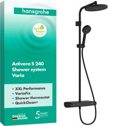 Hansgrohe Activera S zestaw prysznicowy ścienny termostatyczny z deszczownicą czarny mat 28638670