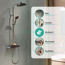 Hansgrohe Activera S zestaw prysznicowy ścienny termostatyczny z deszczownicą chrom 28639000