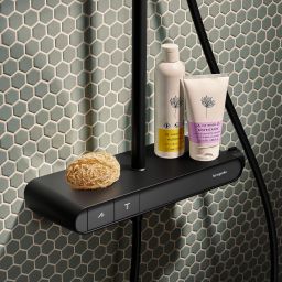 Hansgrohe Activera S zestaw prysznicowy ścienny termostatyczny z deszczownicą czarny mat 28639670