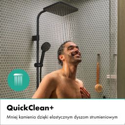 Hansgrohe Activera Q zestaw prysznicowy ścienny termostatyczny z deszczownicą czarny mat 28648670