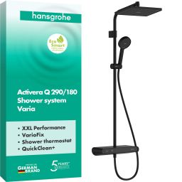 Hansgrohe Activera Q zestaw prysznicowy ścienny termostatyczny z deszczownicą czarny mat 28648670