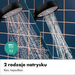 Hansgrohe Activera Q zestaw prysznicowy ścienny termostatyczny z deszczownicą czarny mat 28648670