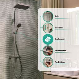 Hansgrohe Activera Q zestaw prysznicowy ścienny termostatyczny z deszczownicą chrom 28749000