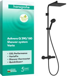 Hansgrohe Activera Q zestaw prysznicowy ścienny termostatyczny z deszczownicą czarny mat 28749670