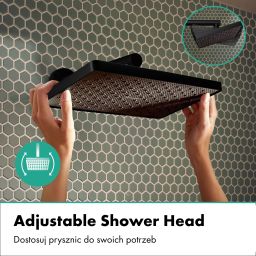 Hansgrohe Activera Q zestaw prysznicowy ścienny termostatyczny z deszczownicą czarny mat 28753670