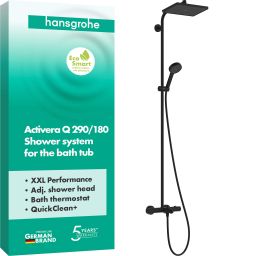 Hansgrohe Activera Q zestaw prysznicowy ścienny termostatyczny z deszczownicą czarny mat 28753670